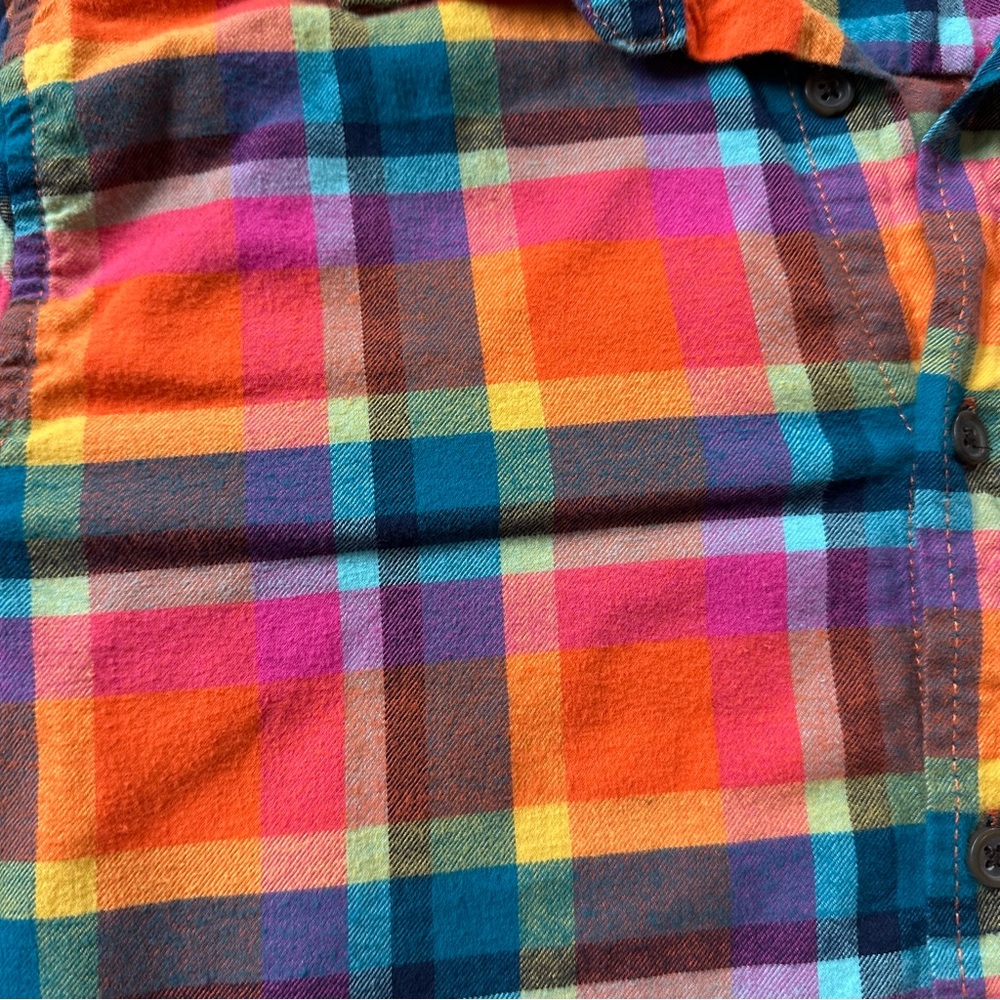 Cat & Jack Bright Plaid Flannel Button Down Shirt Boys 14 XL - Picture 2 of 3